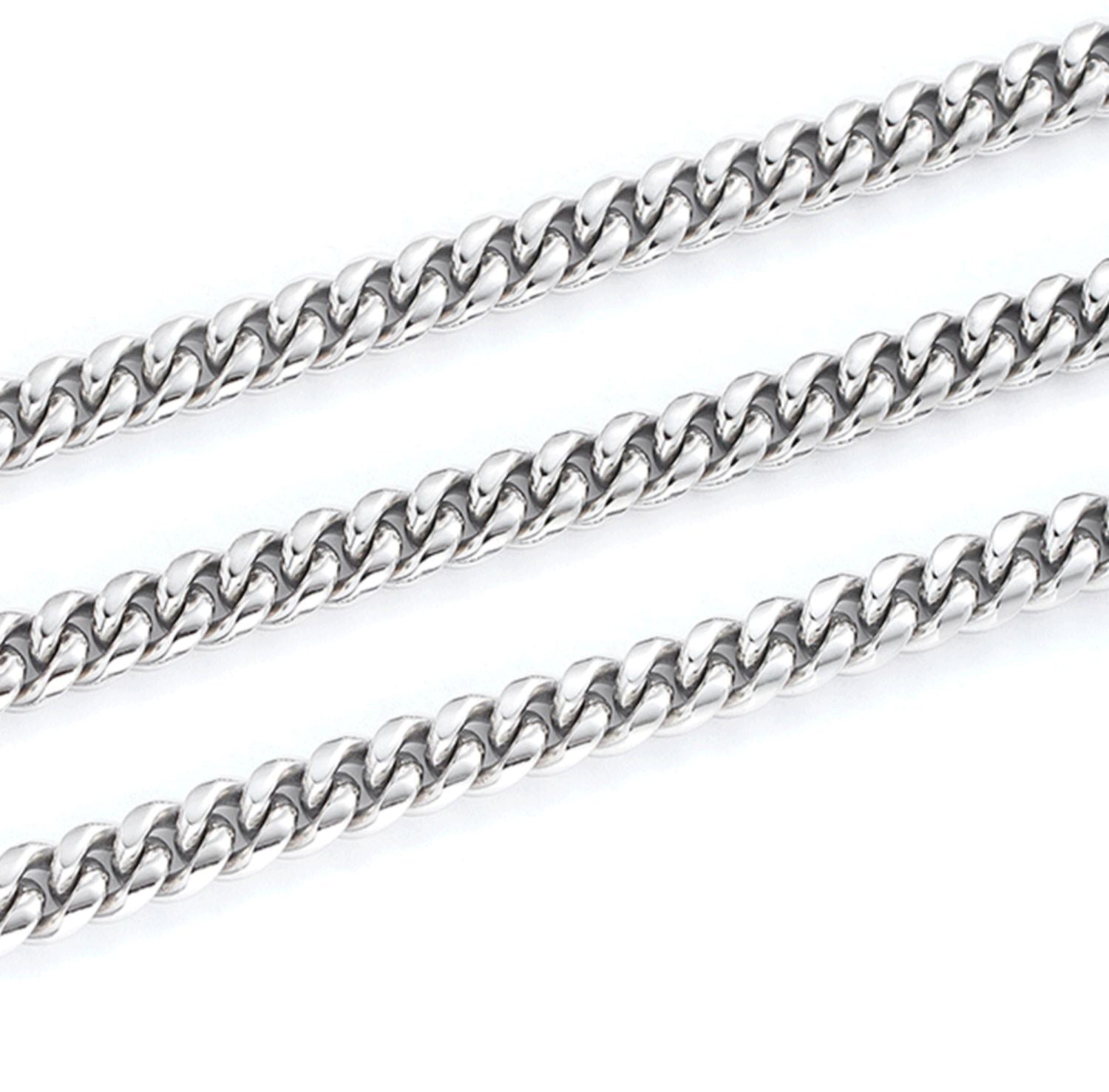 8mm plain cuban link necklace chain solid silver white gold vermil cuban links