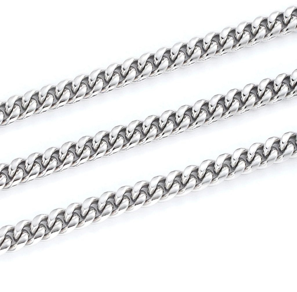 8mm plain cuban link necklace chain solid silver white gold vermil cuban links