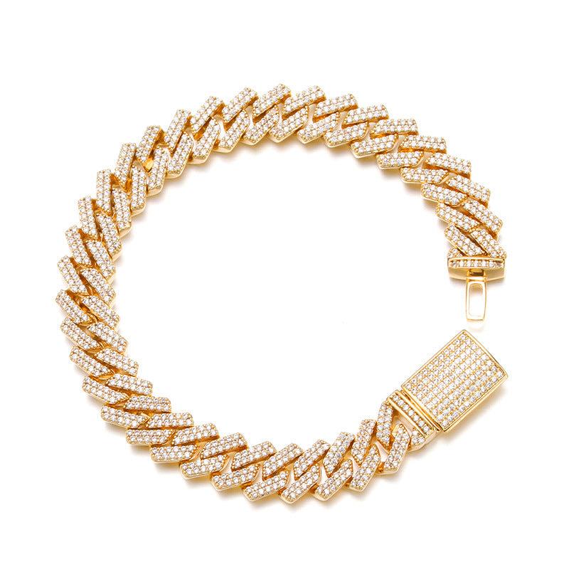 Two-Row Diamond Cuban Chain Link Bracelet