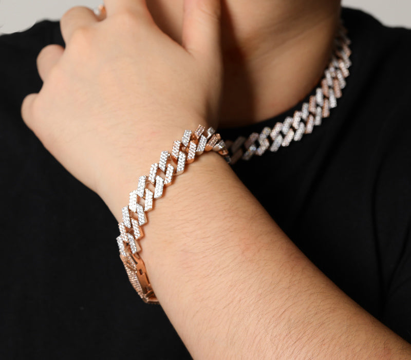 curb cuban link 14mm necklace bracelet chain fully iced custom clasp diamond ifandco