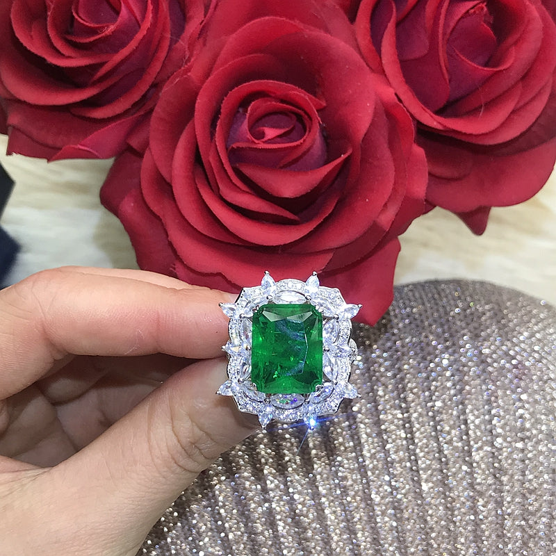 asap rocky vlone green Emerald Cut Ring engagement rare vvs jeweler diamond tyler the creator