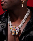 fully iced Mashin Hero Wataru Ryujinmaru fully iced and glow in the dark pendant necklace diamond chain set