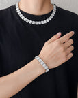 baguette diamond round stone tennis links bracelet necklace chain white gold yellow gold baller rappers nba fashion nova