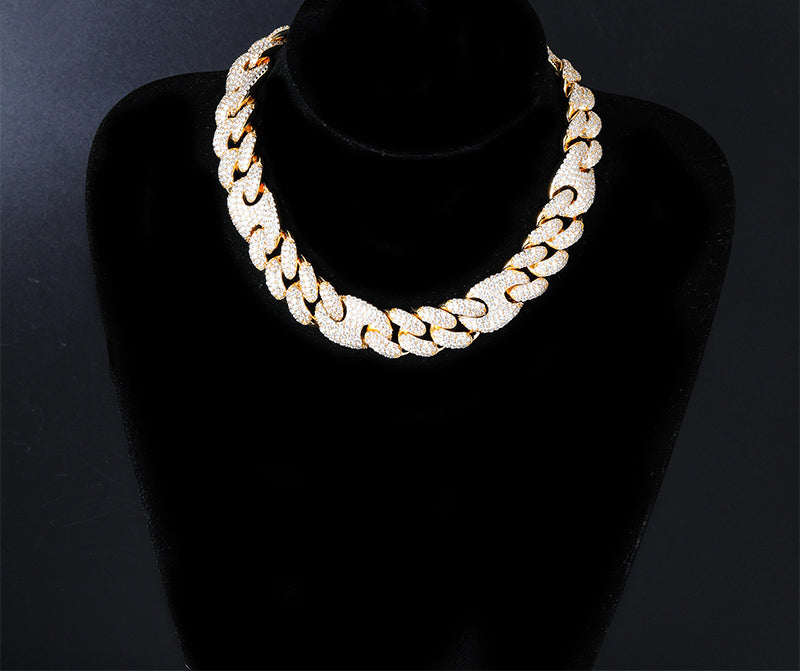 20mm gucci link cuban link combo necklace chain custom clasp diamond shopgld gold