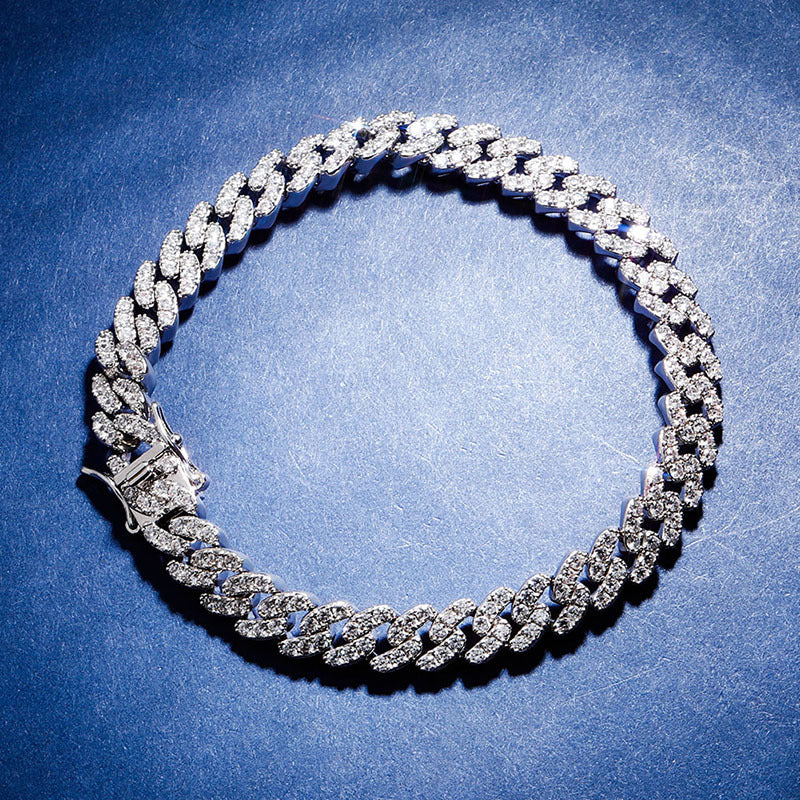 9mm cuban link chain bracelet ankle chain diamond white gold female jewelry fine jewelers chanel