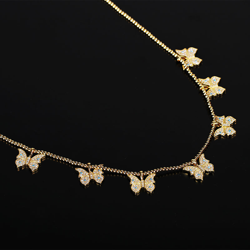 Farfetch Eyefunny diamond butterfly pendant choker necklace 