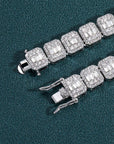 baguette diamond round stone tennis links bracelet necklace chain white gold yellow gold baller rappers nba fashion nova