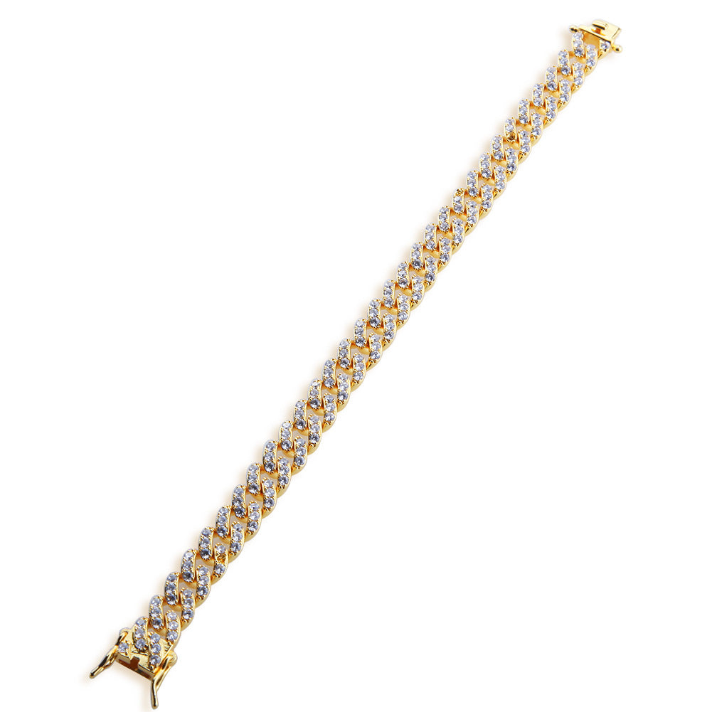 8mm cuban link necklace chain fully iced Yellow Gold Bijouterie Gonin