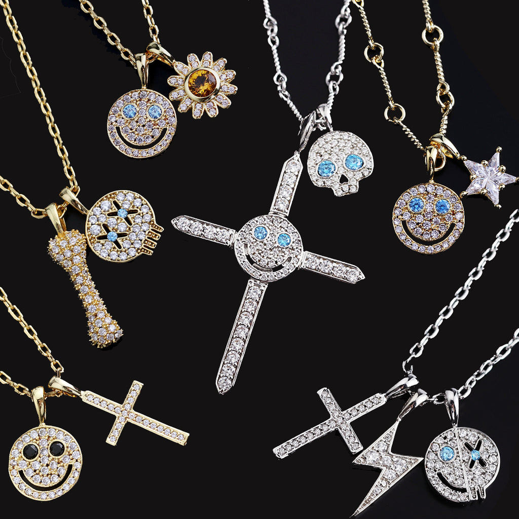 EYEFUNNY smiling face pendant necklace chain diamond vvs アイファニー POGGY KIM JONES VIRGIL JBALVIN