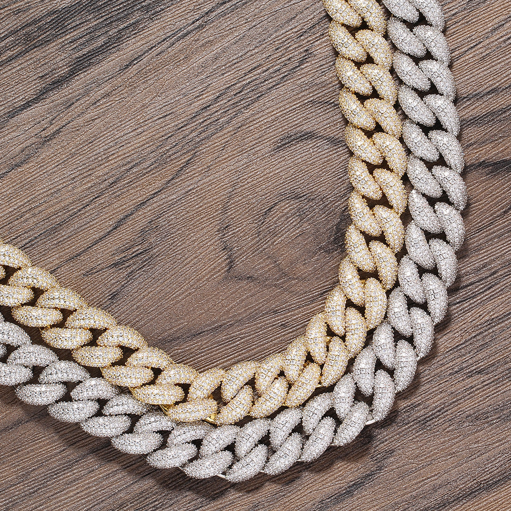 14mm rounded bubble cuban links necklace/bracelet chain 3D diamons vvs ifandco shopgld