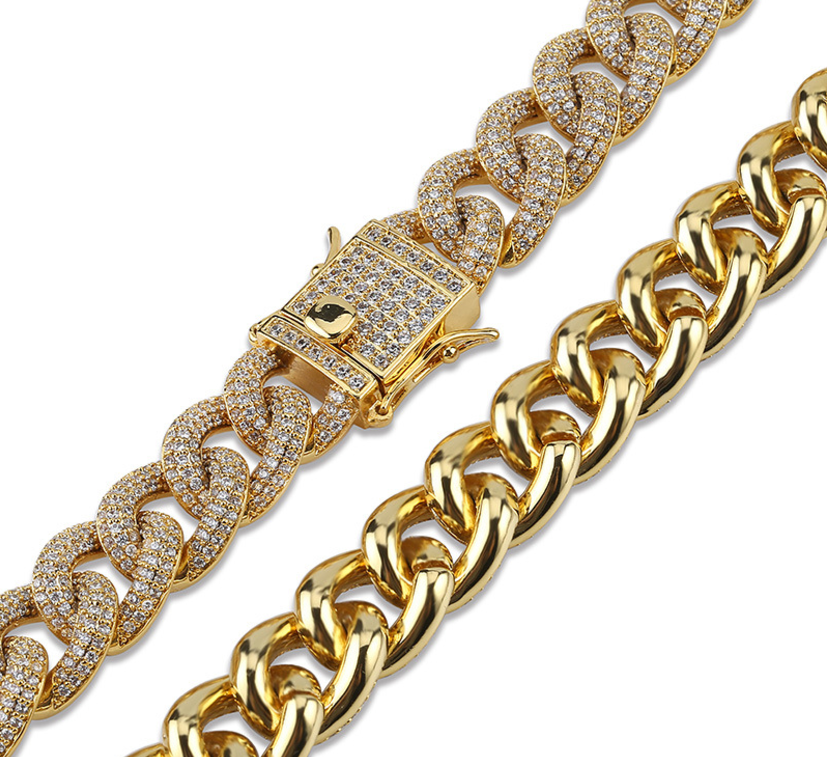 15mm cuban link fully iced micro pave diamond travis scott playboi carti asap rocky ian connor vlone vvs