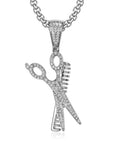 14K Gold Barber Shop Comb and Scissors Necklace diamond gold affordable jewelry