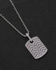 Fully iced baguette diamond Army dog tag in white gold Gunna bling jewelry icebox