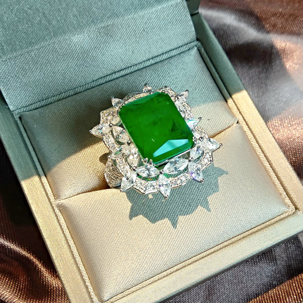 asap rocky vlone green Emerald Cut Ring engagement rare vvs jeweler diamond tyler the creator