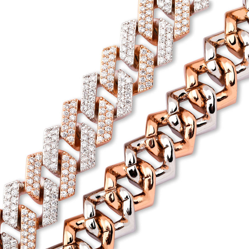 curb cuban link 14mm necklace bracelet chain fully iced custom clasp diamond ifandco