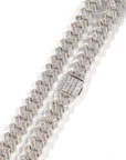 fully iced out 12mm curb cuban link necklace chain in baguette diamond White Gold shopgld