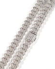 fully iced out 12mm curb cuban link necklace chain in baguette diamond White Gold shopgld