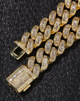 13mm baguette link necklace/bracelet chain custom clasp gold diamond hiphop jewelry