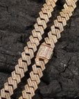 fully iced out 12mm curb cuban link necklace chain in baguette diamond White Gold shopgld