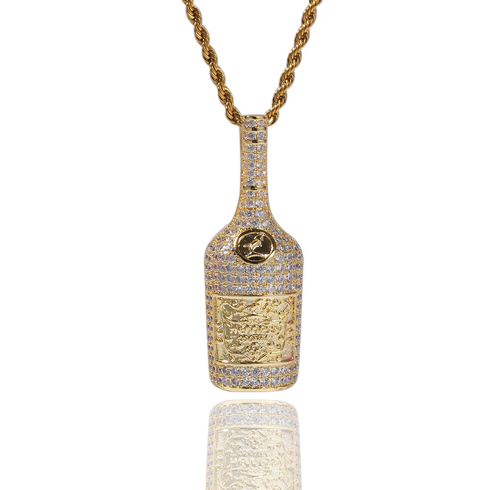 Hennessy dripped bottle pendant necklace chain saweetie my type juice world diamond gold 
