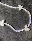4mm tennis link with fully iced 3 butterflies short diamond necklace choker White Gold kylie jenner kardashians