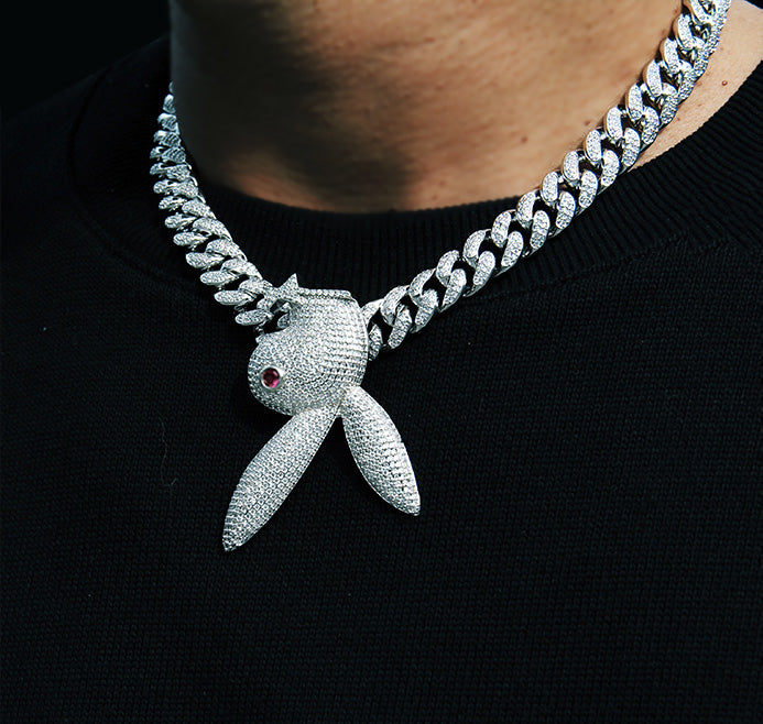 playboi carti playboy bunny upside down pendant necklace chain as seen on blac chyna dating snapchat