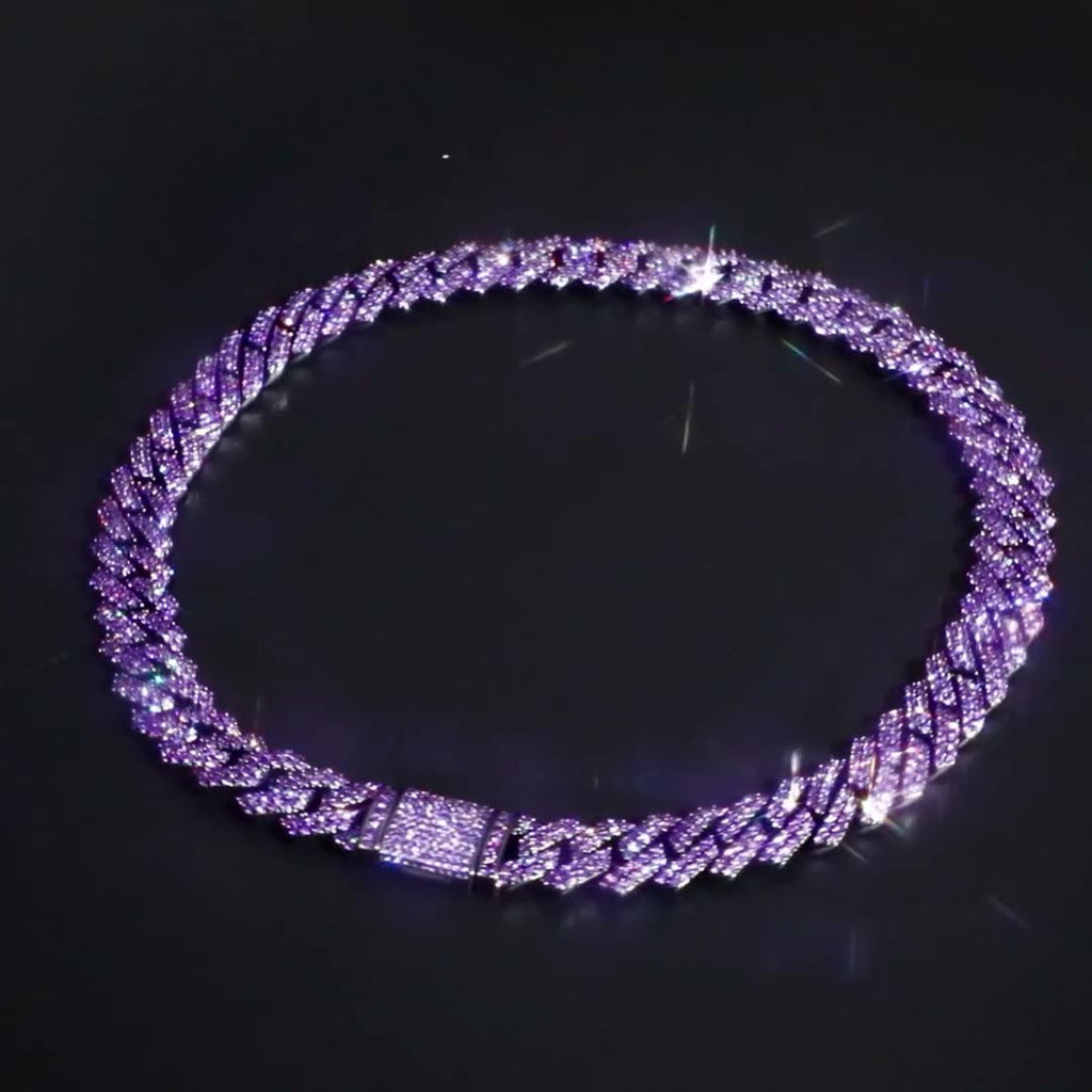 14mm curb cuban link necklace chain two row diamond purple black gold haze trap liluzivert drake travis scott shopgld diamond ifandco icebox jewelry hip hop rappers 