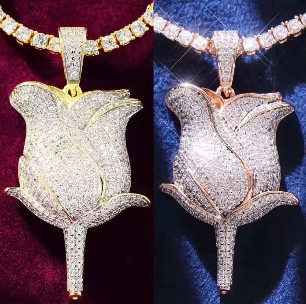 valentines gift rose pedant necklace free matching chain icebox diamond elliot eliantte