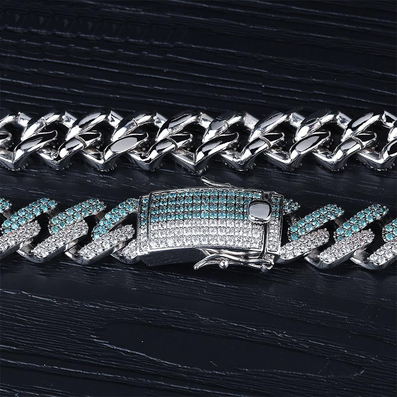 two tone curb cuban link bracelet blueface diamond gold buy travis scott