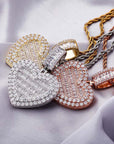 Custom memorial photo necklace chain heart locket baguette charm pendant diamond custom  shopgld