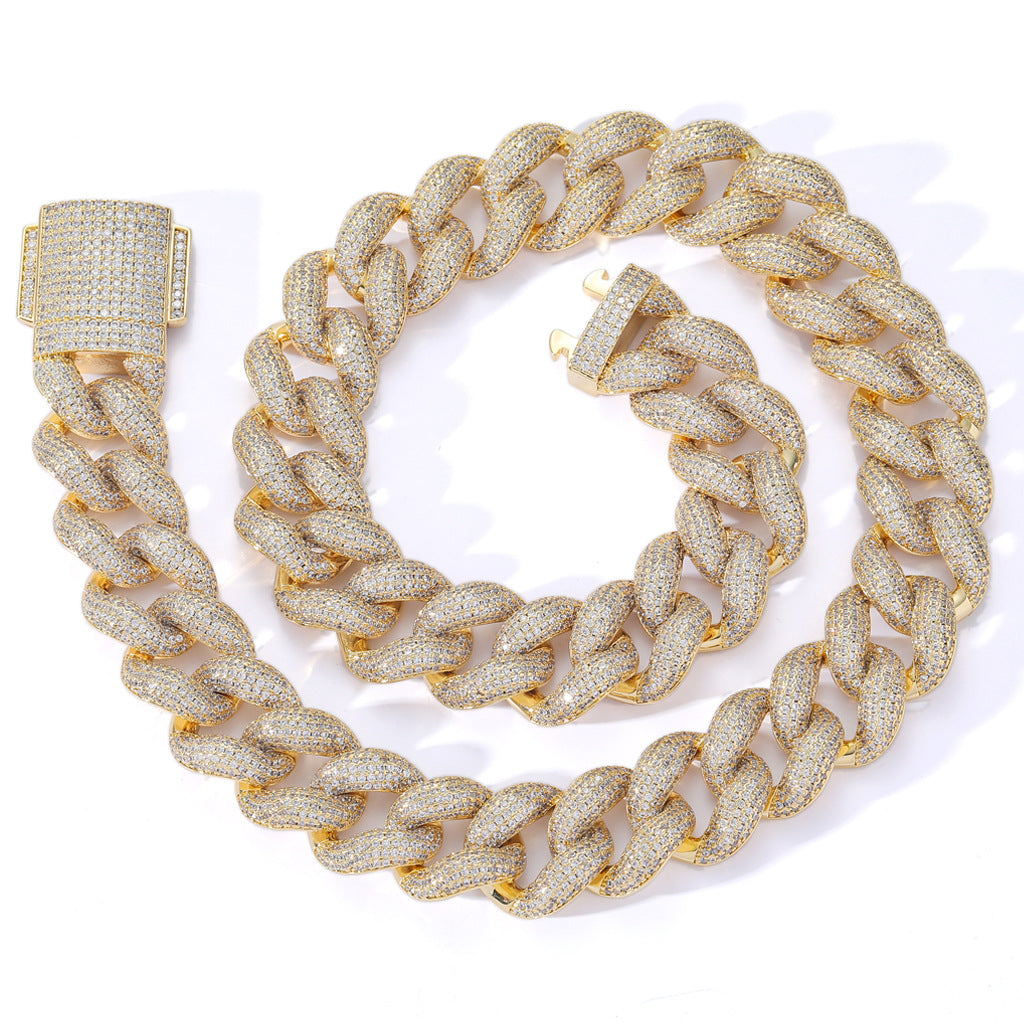 18mm rounded bubble cuban links necklace/bracelet chain 3D diamons vvs ifandco