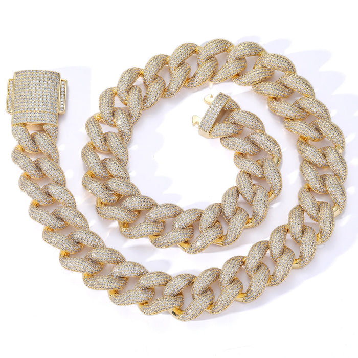 18mm rounded bubble cuban links necklace/bracelet chain 3D diamons vvs ifandco