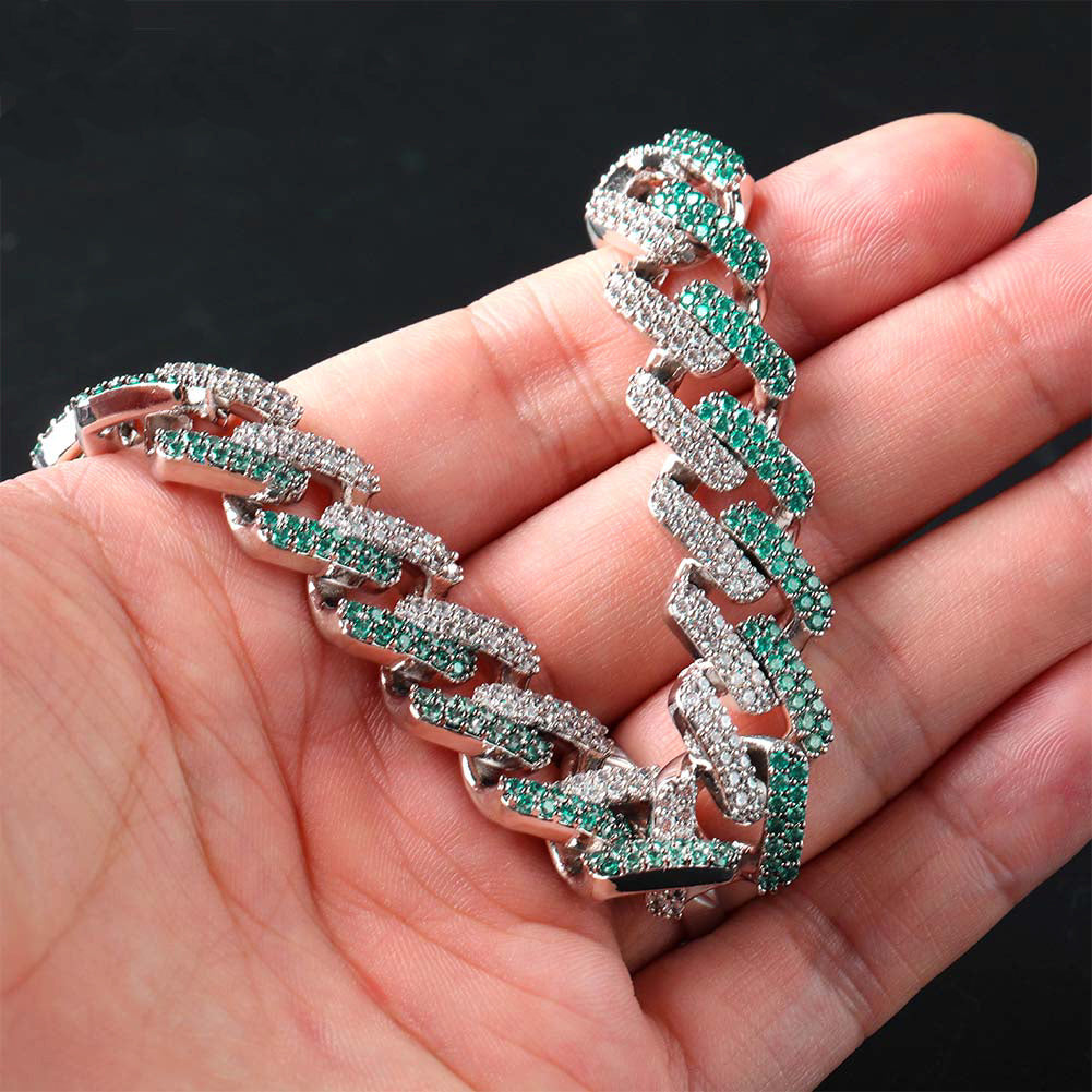 two tone curb cuban link bracelet blueface diamond gold buy travis scott