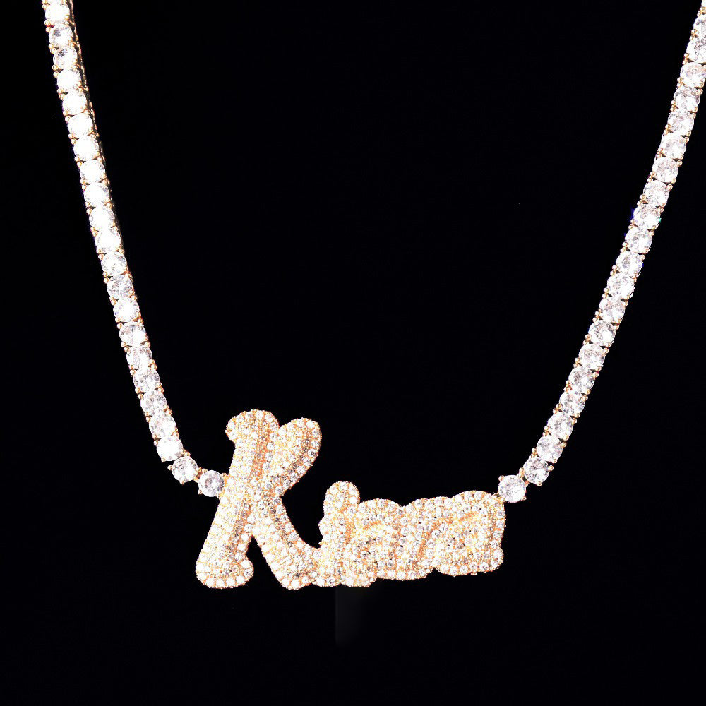 Hailey Bieber Wears Diamond Necklace With Her Married Last Name Vogue people.com custom name diamond necklace tennis link chain