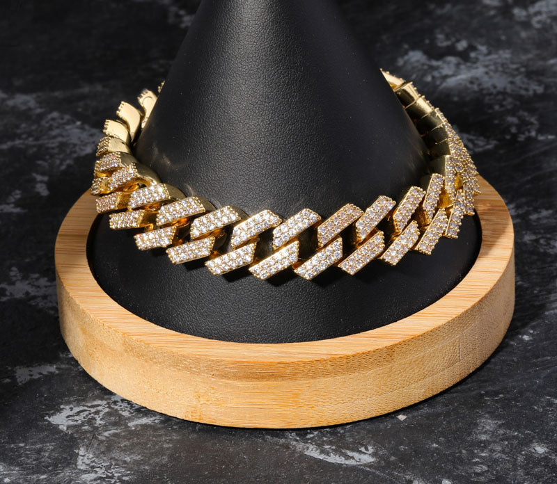 curb cuban link 14mm necklace bracelet chain fully iced custom clasp diamond ifandco