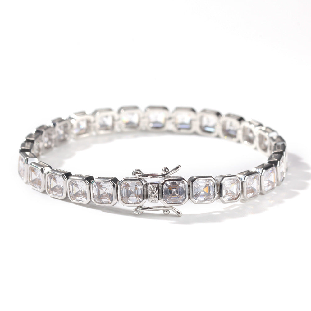 Emerald-Cut Diamond Eternity Line Tennis Bracelet in white gold travis scott