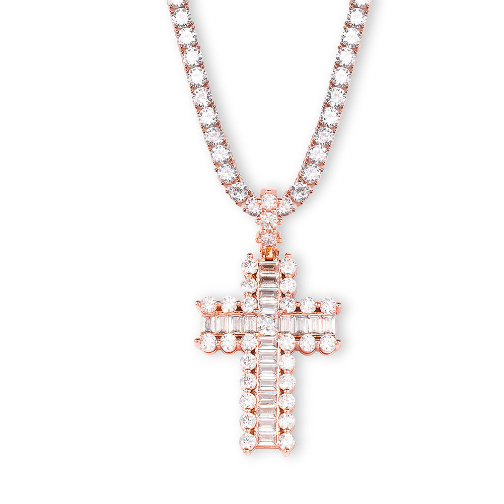 Vintage baguette cross pendant necklace free chain kanye west travis scott liluzivert vlone