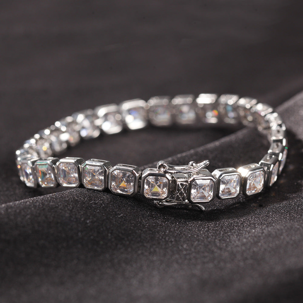 Emerald-Cut Diamond Eternity Line Tennis Bracelet in white gold travis scott