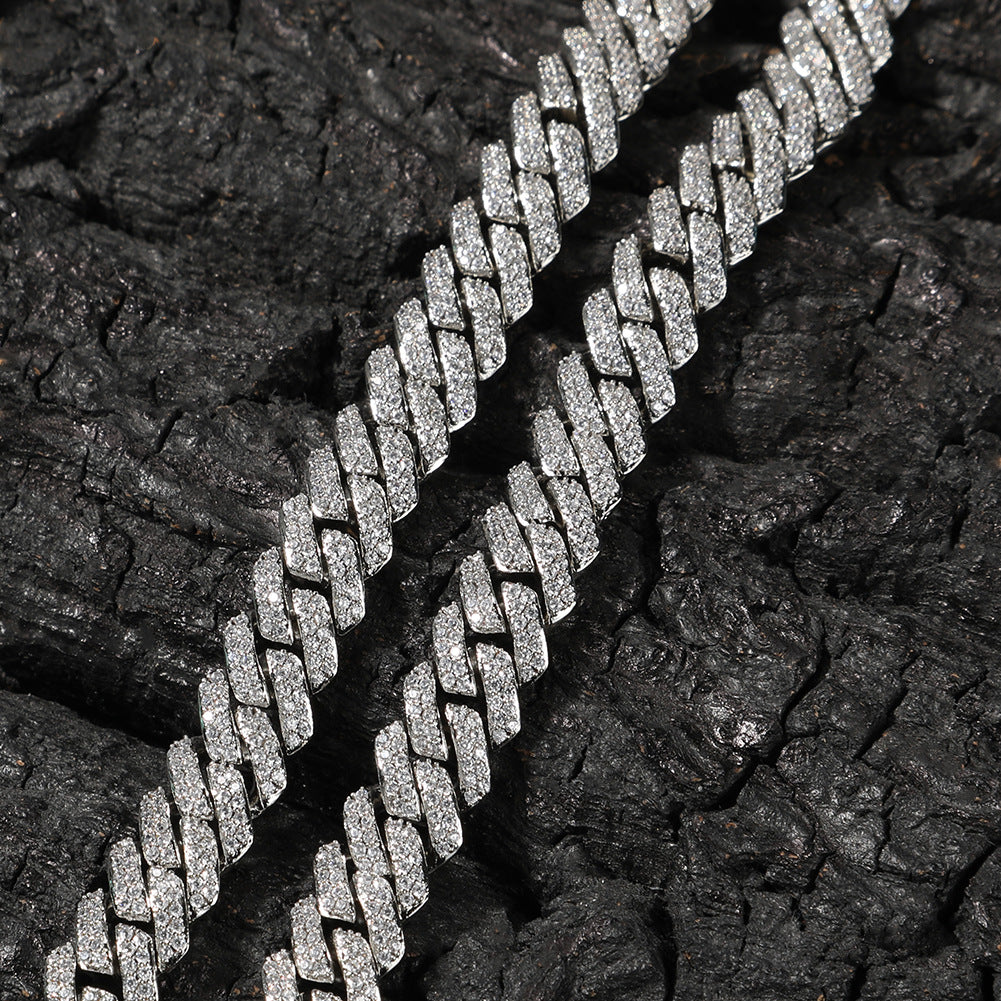 curb cuban link 10mm diamond necklace chain fully iced custom clasp diamond ifandco