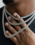 8mm plain cuban link necklace chain solid silver white gold vermil cuban links