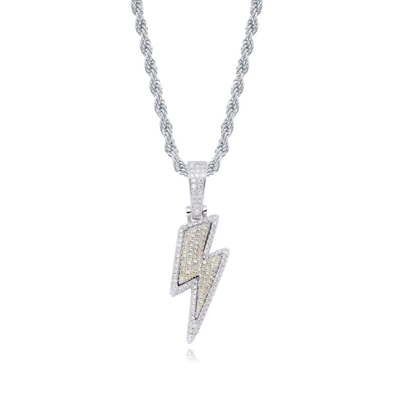 ian connor thunderbolt emoji pendant necklace chain diamond custom vvs benballer vlone
