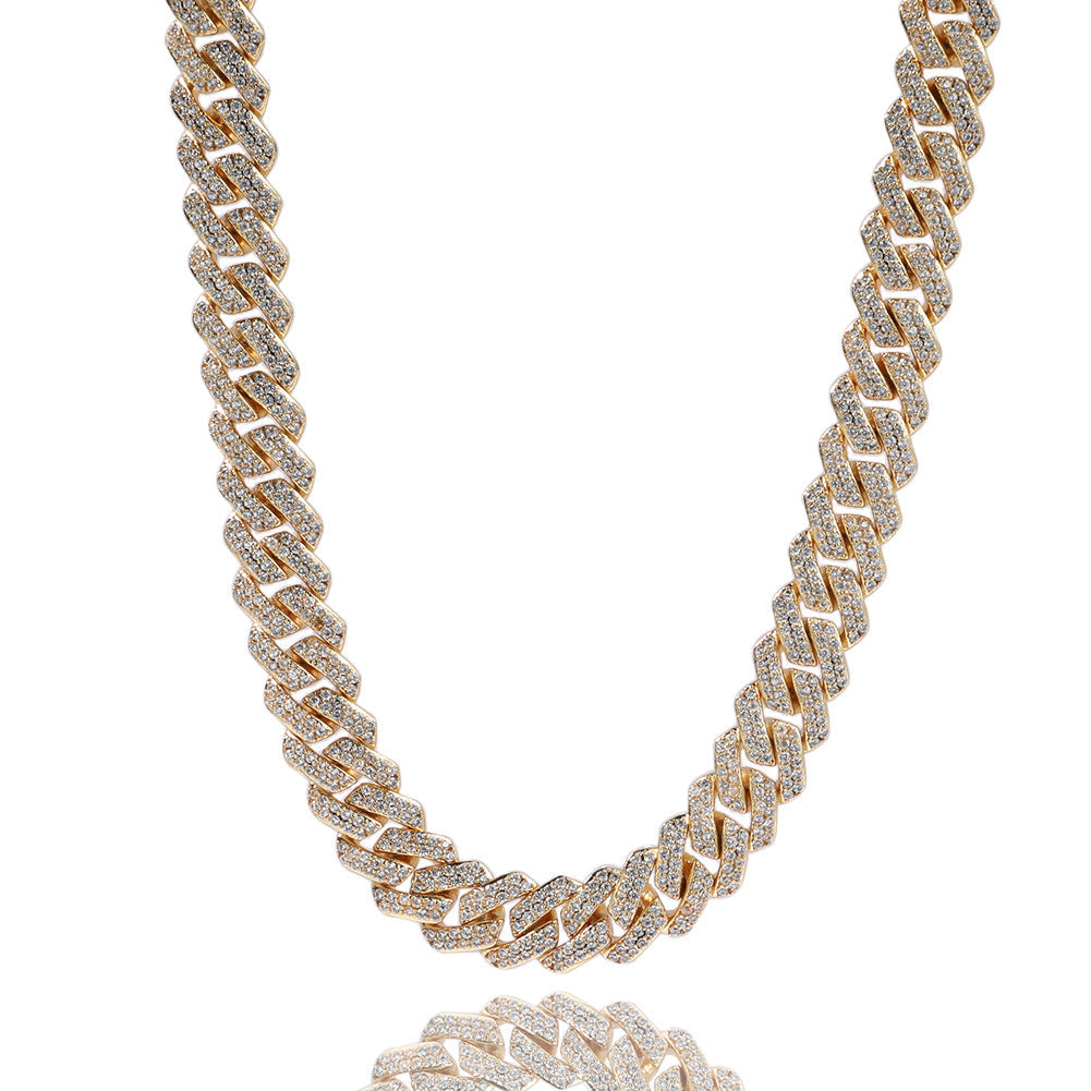 curb cuban link 10mm diamond necklace chain fully iced custom clasp diamond ifandco