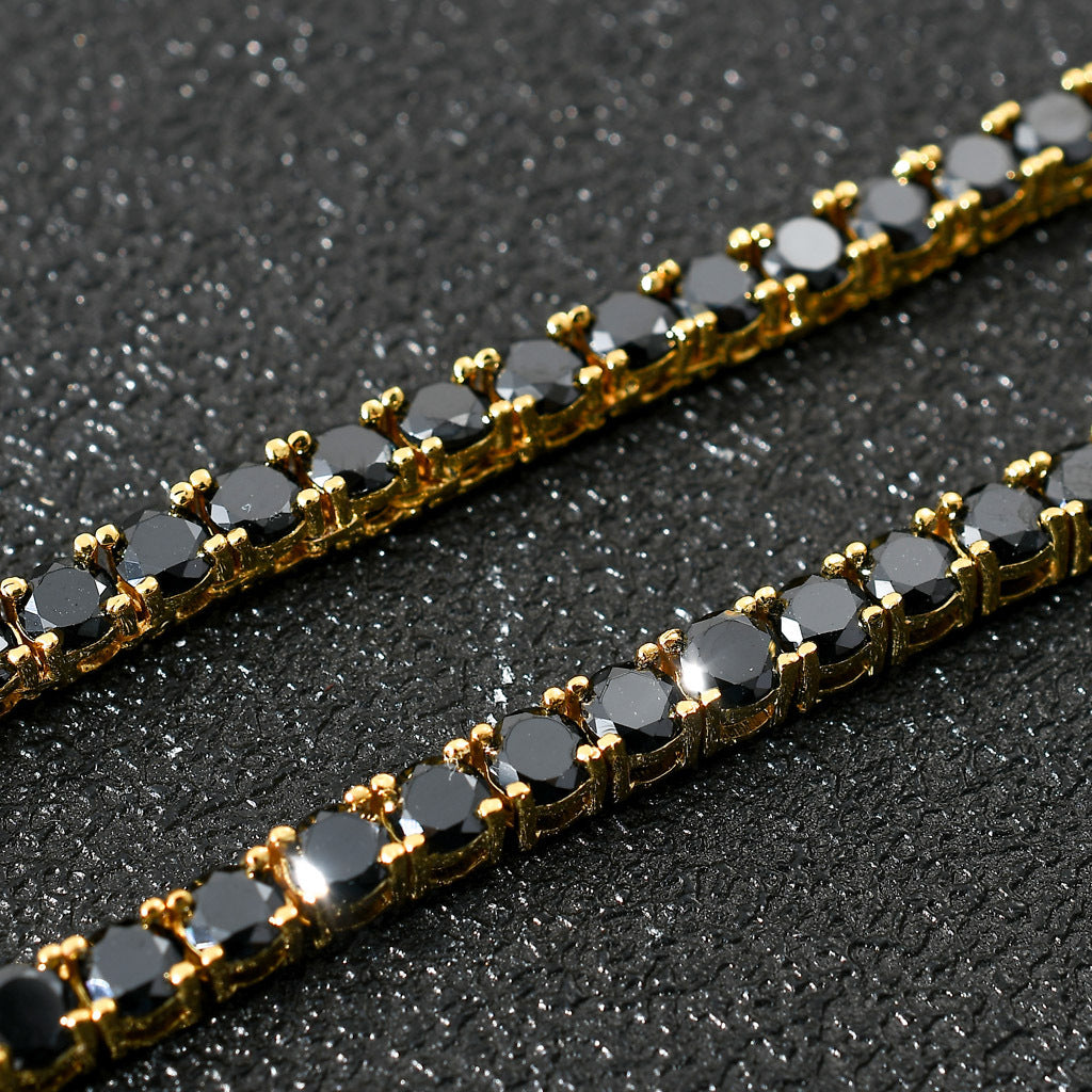 Solitaire Onyx 1 Row Tennis Link Chain Hip Hop Jewelry 4mm diamond tennis link necklace rapper