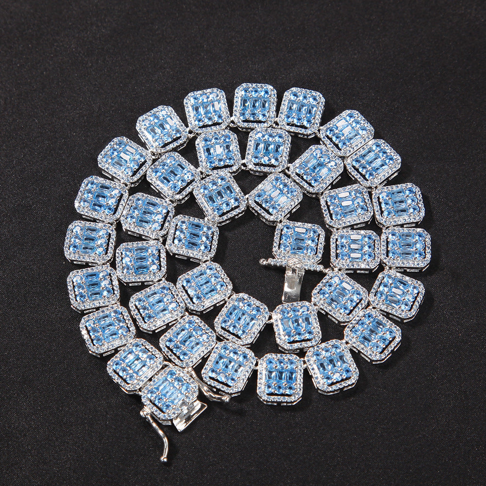 halo iced baguette travis chain white gold blue topaz diamond diamond female bling diamond necklace chain bracelet cheapest asap rocky vlone