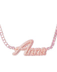 Hailey Bieber Wears Diamond Necklace With Her Married Last Name Vogue people.com custom name diamond necklace tennis link chain 