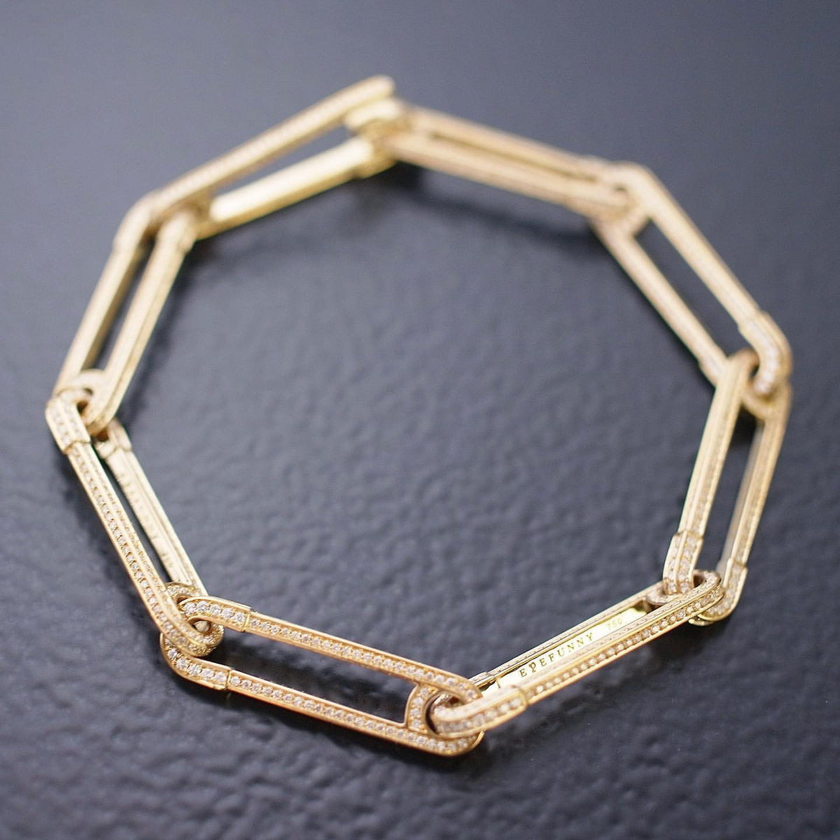 Safety pin pave bracelet - White Gold