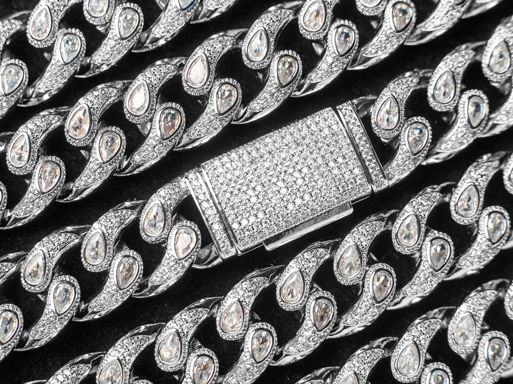 16mm bandana cuban links chain - White Gold – Bijouterie Gonin