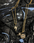 eyefunny smiling face thunder pendant necklace chain diamond jbalvin kim jones clot virgil offwhite