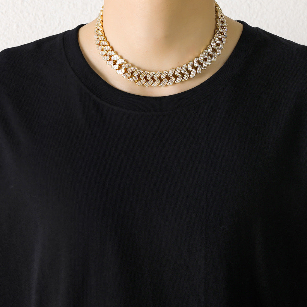 17mm fully iced baguette diamond cuban link necklace chain White Gold yellow gold asap rocky playboi carti lil uzi vert hip hop jewelry custom made