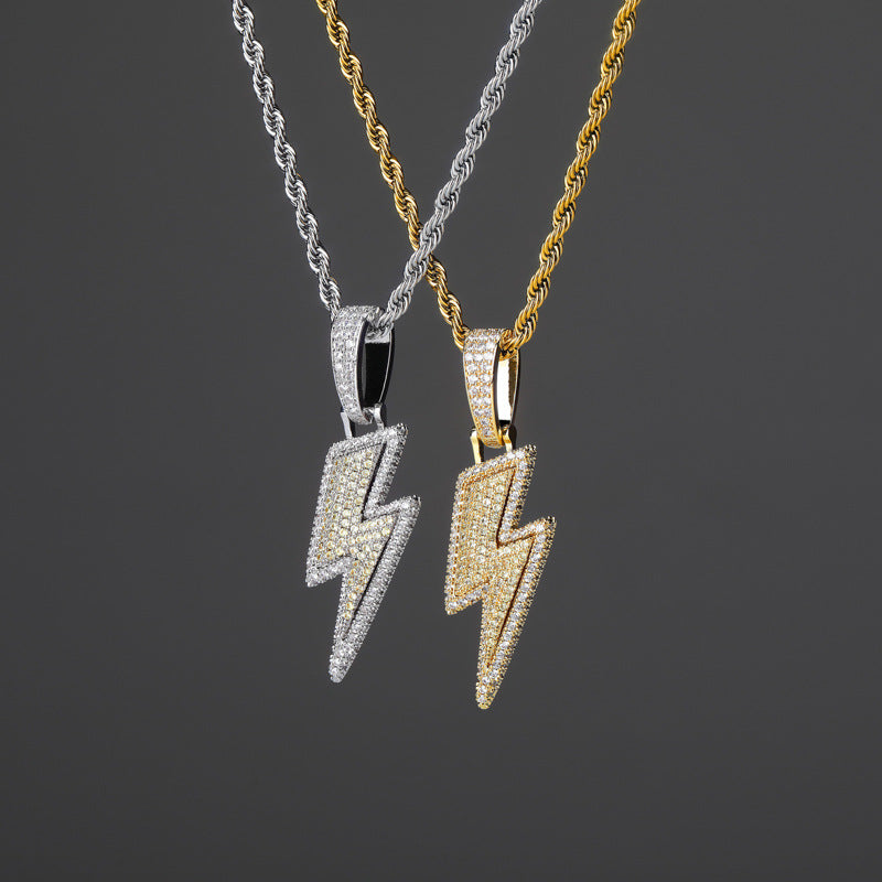 ian connor thunderbolt emoji pendant necklace chain diamond custom vvs benballer vlone